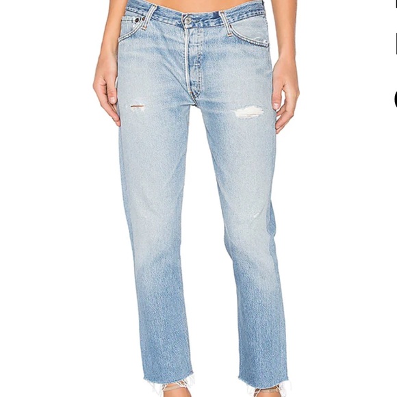 Re/Done Denim - Re/Done Levi’s Light Wash High Rise Relaxed Crop Jeans Size 30